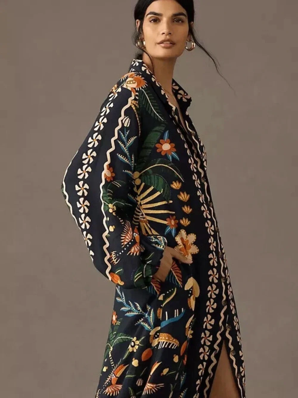 Farm Rio Anthropology button down floral shirt dress - Picture 3 of 6